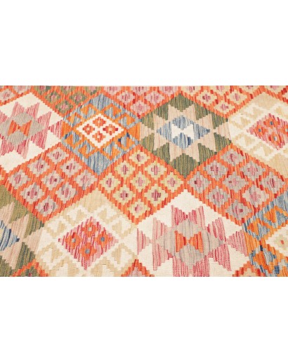 Tappeto Kilim Afghanistan arancione bianco 159x198