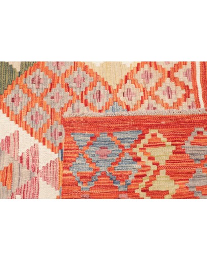 Tappeto Kilim Afghanistan arancione bianco 159x198