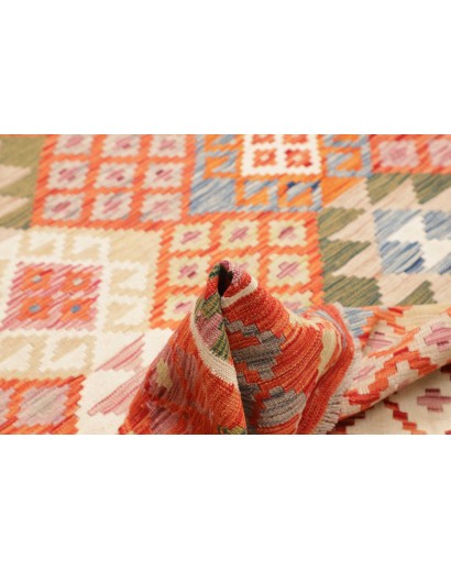 Tappeto Kilim Afghanistan arancione bianco 159x198