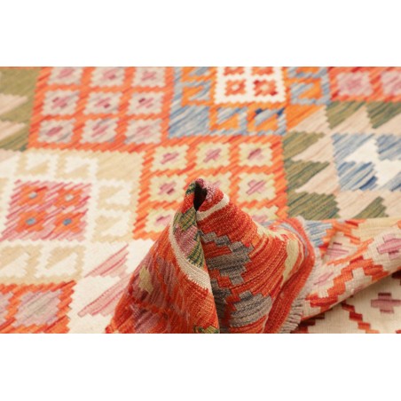 Tappeto Kilim Afghanistan arancione bianco 159x198
