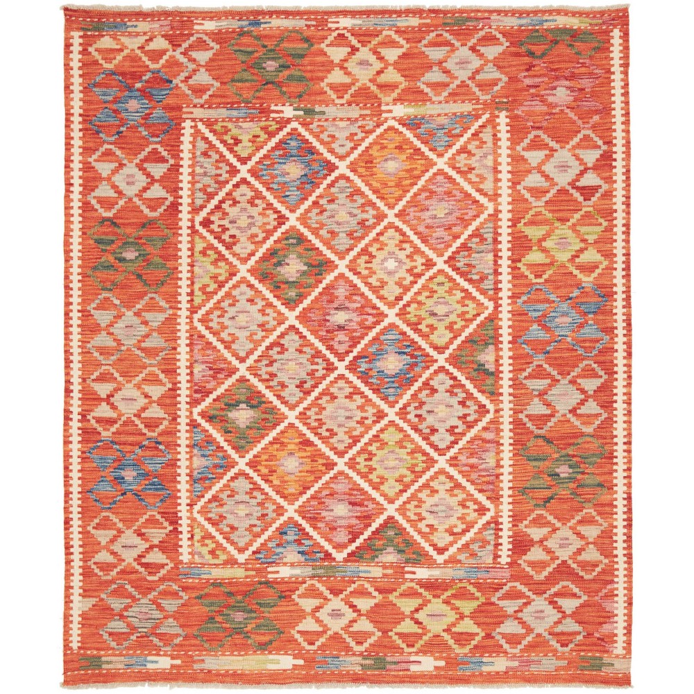 Tappeto Kilim Afghanistan rosso marrone 161x191