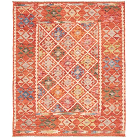 Tappeto Kilim Afghanistan rosso marrone 161x191