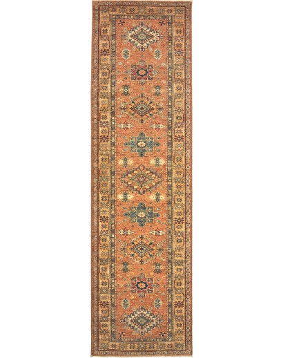 Tappeto Kazak Fine Pakistan arancione bianco 78x297