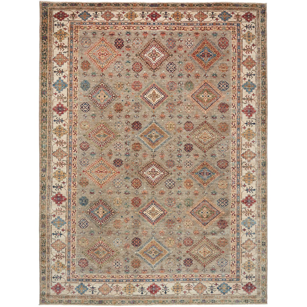 Tappeto Kazak Fine Pakistan marrone grigio 250x333 Tappeto Kazak Fine Pakistan marrone grigio 250x333