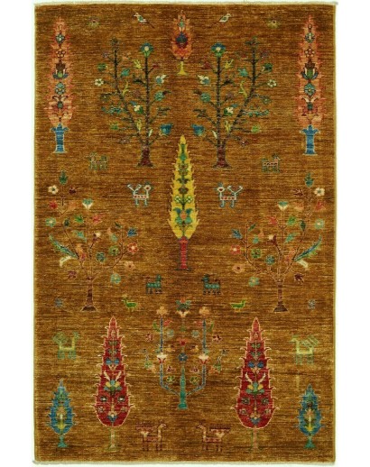 Tappeto Shahi Pakistan marrone giallo 100x155
