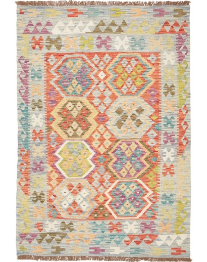 Tappeto Kilim Afghanistan beige arancione 120x172