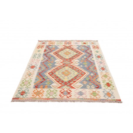 Tappeto Kilim Afghanistan bianco azzurro 124x180
