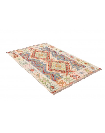 Tappeto Kilim Afghanistan bianco azzurro 124x180