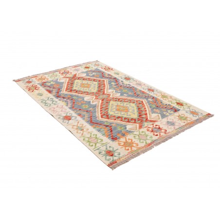 Tappeto Kilim Afghanistan bianco azzurro 124x180