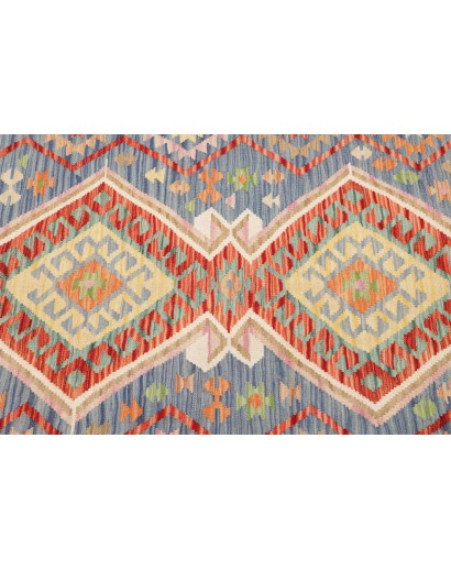 Tappeto Kilim Afghanistan bianco azzurro 124x180
