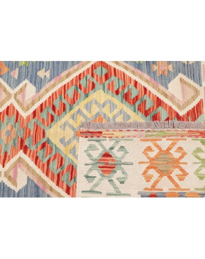 Tappeto Kilim Afghanistan bianco azzurro 124x180