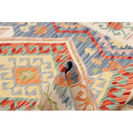 Tappeto Kilim Afghanistan bianco azzurro 124x180