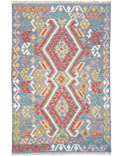 Tappeto Kilim Afghanistan azzurro arancione 125x190