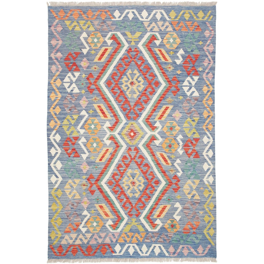 Tappeto Kilim Afghanistan azzurro arancione 125x190