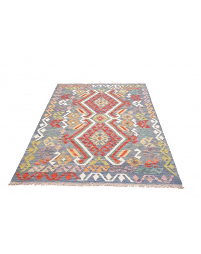 Tappeto Kilim Afghanistan azzurro arancione 125x190