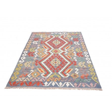 Tappeto Kilim Afghanistan azzurro arancione 125x190