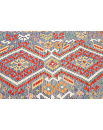 Tappeto Kilim Afghanistan azzurro arancione 125x190