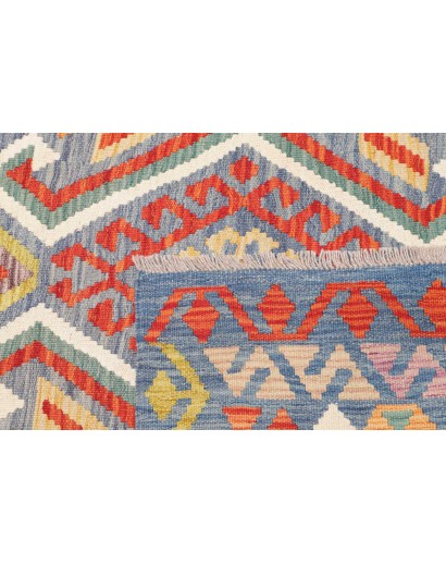 Tappeto Kilim Afghanistan azzurro arancione 125x190