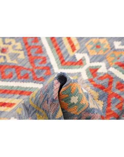 Tappeto Kilim Afghanistan azzurro arancione 125x190