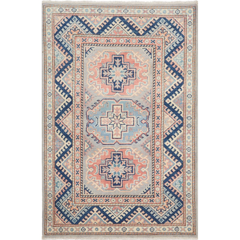 Tappeto Kazak Afghanistan beige grigio 82x124 Tappeto Kazak Afghanistan beige grigio 82x124