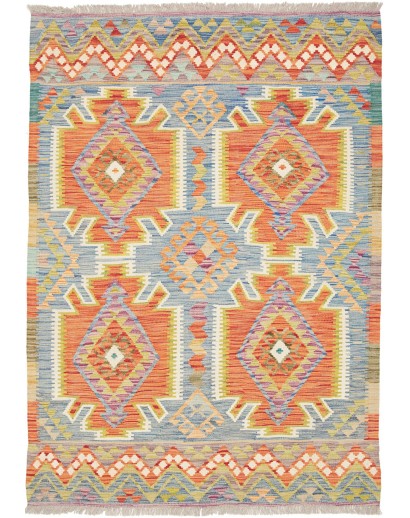 Tappeto Kilim Afghanistan marrone azzurro 126x183