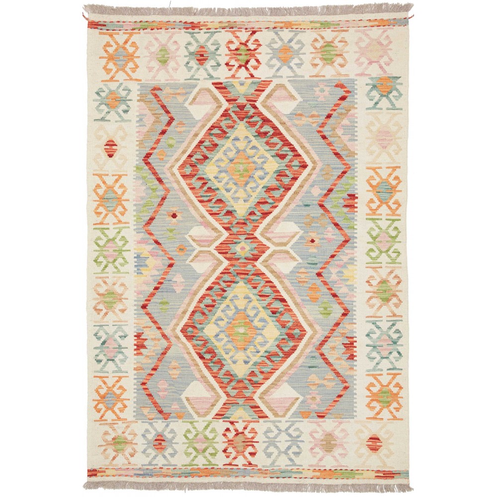 Tappeto Kilim Afghanistan beige arancione 122x175