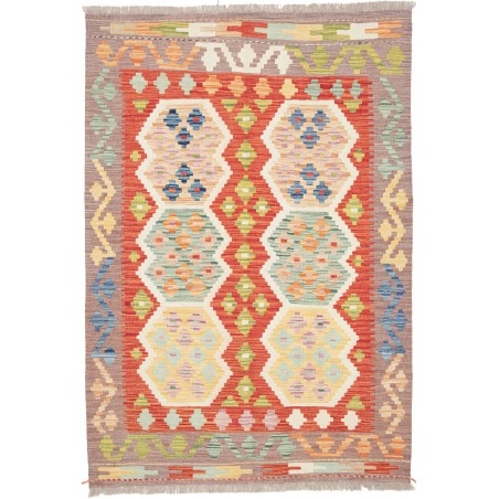Tappeto Kilim Afghanistan marrone rosso 123x177