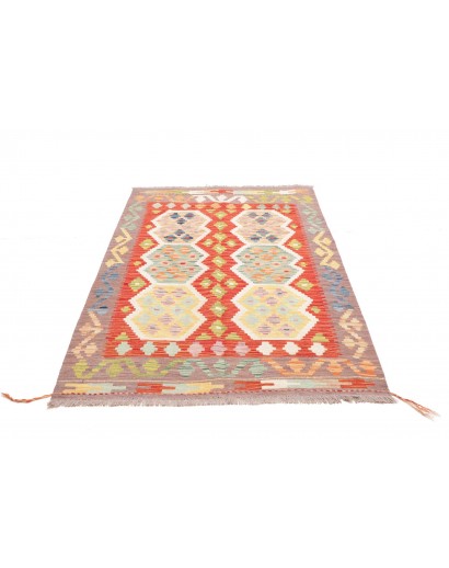 Tappeto Kilim Afghanistan marrone rosso 123x177