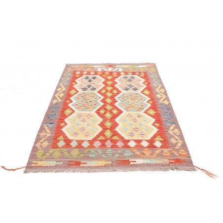 Tappeto Kilim Afghanistan marrone rosso 123x177