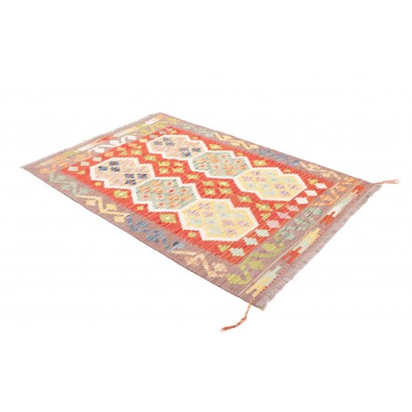 Tappeto Kilim Afghanistan marrone rosso 123x177