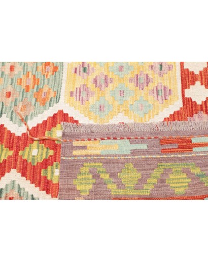 Tappeto Kilim Afghanistan marrone rosso 123x177