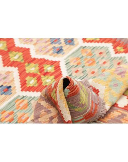 Tappeto Kilim Afghanistan marrone rosso 123x177