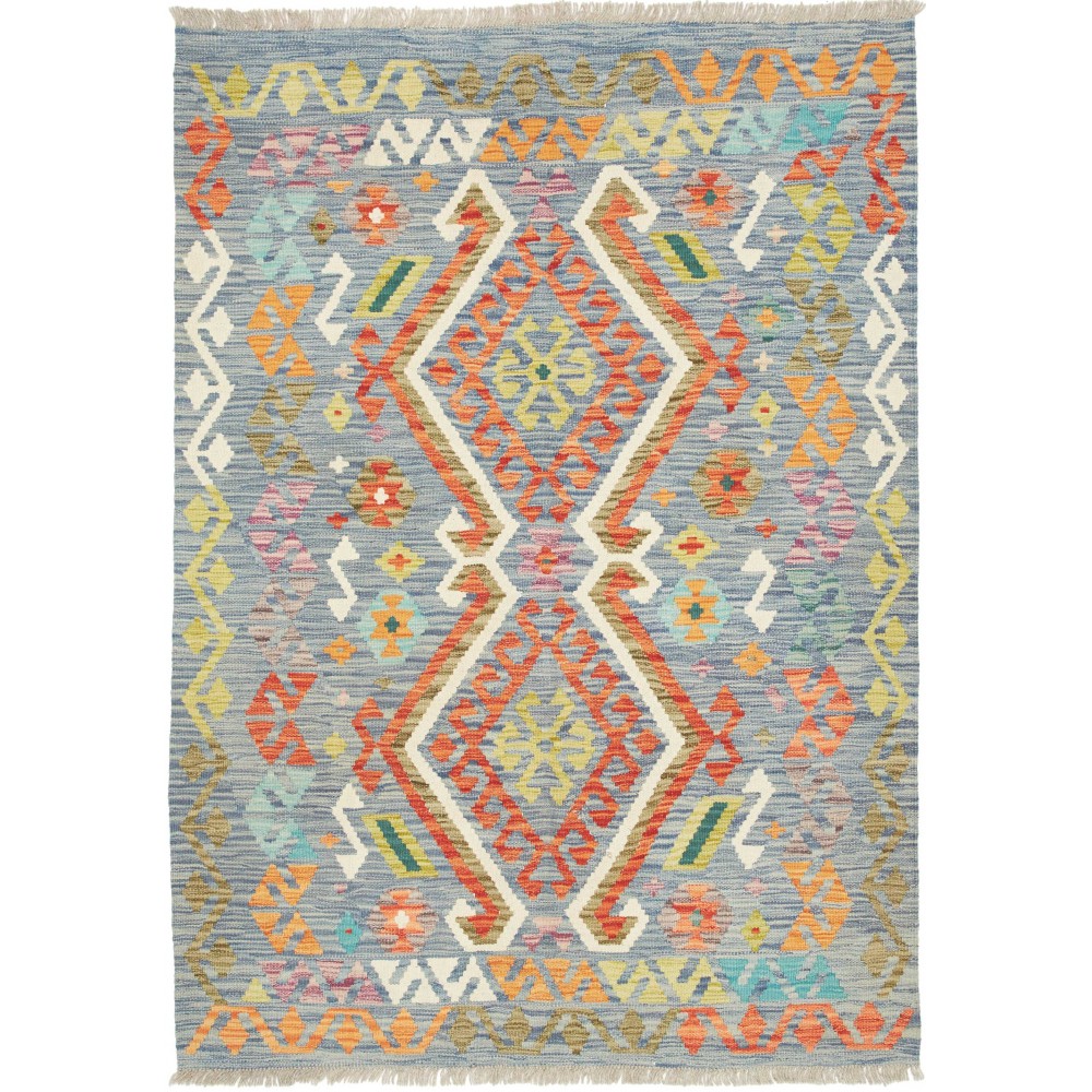 Tappeto Kilim Afghanistan azzurro bianco 125x175