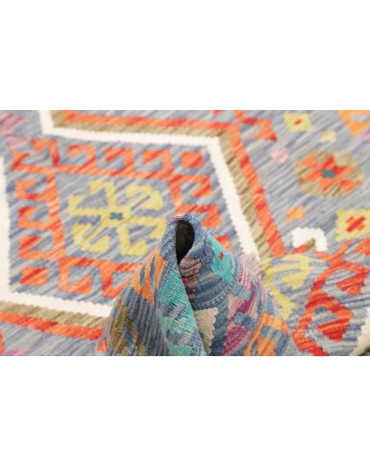 Tappeto Kilim Afghanistan azzurro bianco 125x175