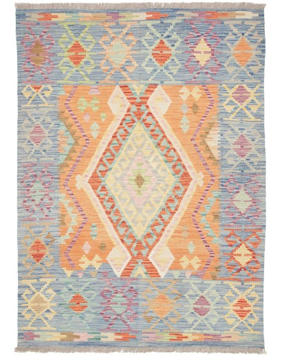 Tappeto Kilim Afghanistan beige azzurro 127x176