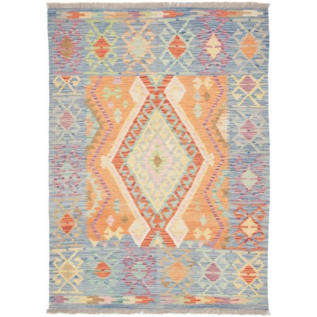 Tappeto Kilim Afghanistan beige azzurro 127x176