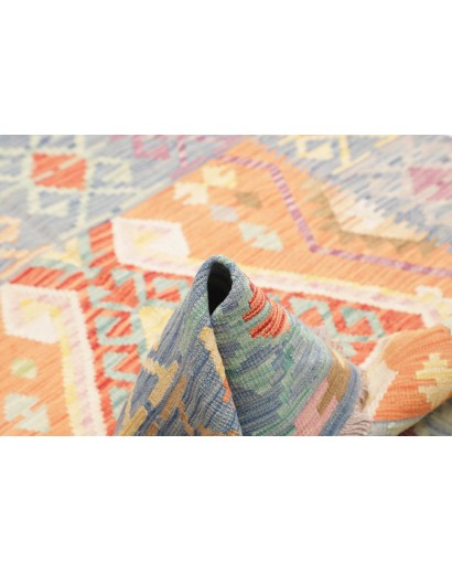 Tappeto Kilim Afghanistan beige azzurro 127x176