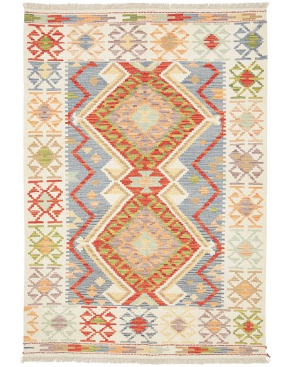 Tappeto Kilim Afghanistan bianco arancione 123x178