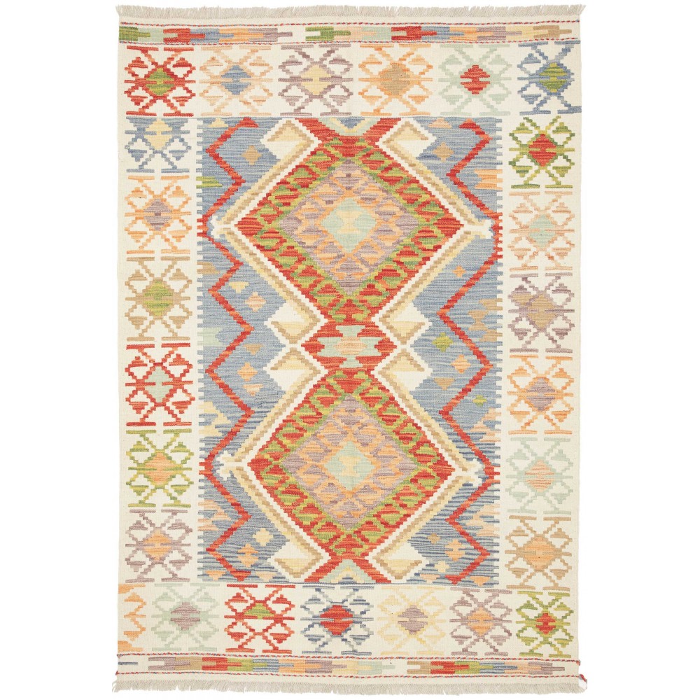 Tappeto Kilim Afghanistan bianco arancione 123x178