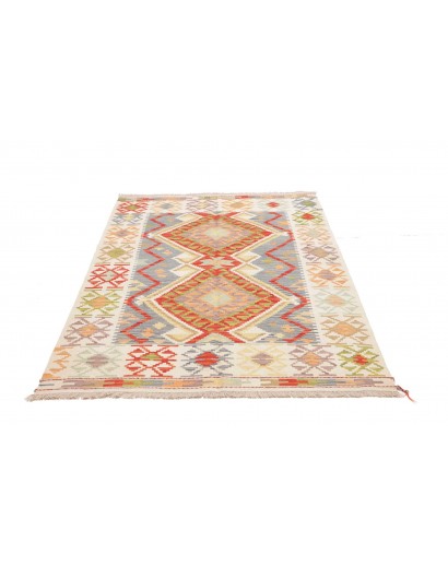Tappeto Kilim Afghanistan bianco arancione 123x178