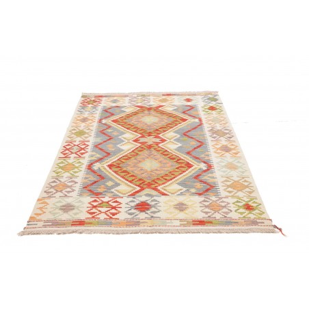 Tappeto Kilim Afghanistan bianco arancione 123x178