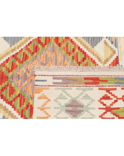 Tappeto Kilim Afghanistan bianco arancione 123x178