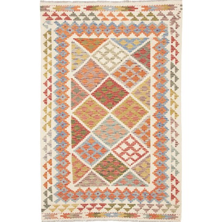 Tappeto Kilim Afghanistan bianco marrone 117x179