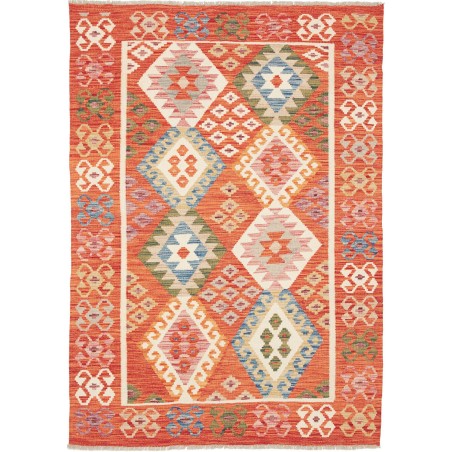 Tappeto Kilim Afghanistan arancione bianco 128x179