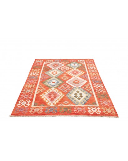 Tappeto Kilim Afghanistan arancione bianco 128x179