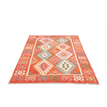 Tappeto Kilim Afghanistan arancione bianco 128x179
