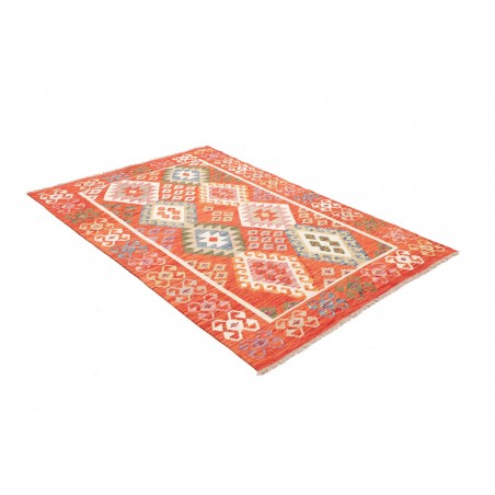 Tappeto Kilim Afghanistan arancione bianco 128x179