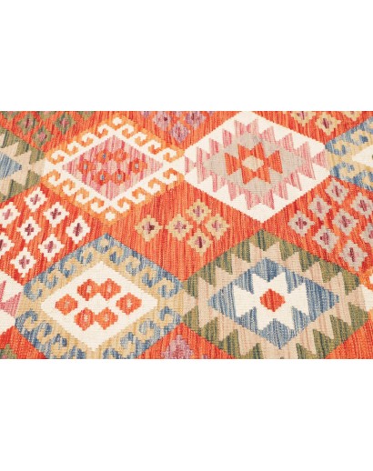 Tappeto Kilim Afghanistan arancione bianco 128x179