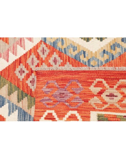Tappeto Kilim Afghanistan arancione bianco 128x179