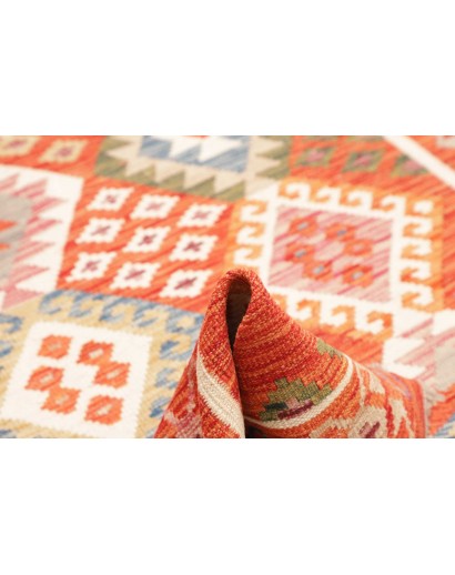 Tappeto Kilim Afghanistan arancione bianco 128x179